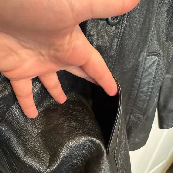 Maxima Black Leather Button-Front Jacket - Picture 5 of 12